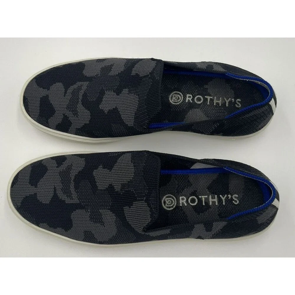 Rothy’s The Original Women’s 8.5 Gray‎ Camo Knit Slip On Flats Sneakers Washable